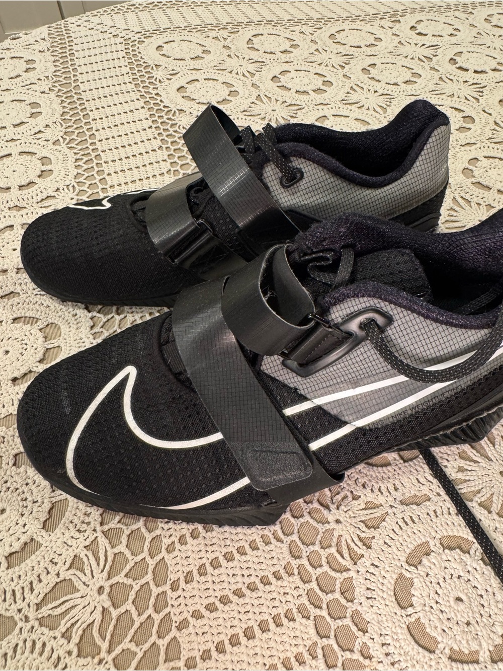 Nike Black , White, Gray Romaleos 4 Mens Weightlifting Shoes